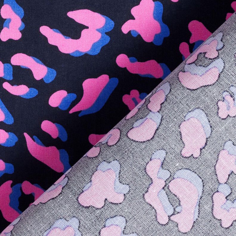 Gecoate katoen abstracte Leeuw | Poppy Fabrics – nachtblauw/pink, image number 4