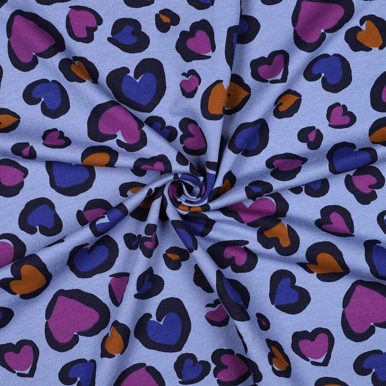 Sweatshirt geruwd kleurrijke harten | Poppy Fabrics – staalblauw,  image number 3