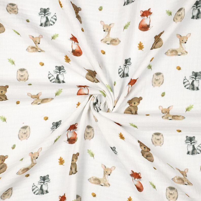 Mousseline/dubbel gehaakte stoffen Bosdieren Digitaal printen | Poppy Fabrics – wit/terracotta,  image number 3