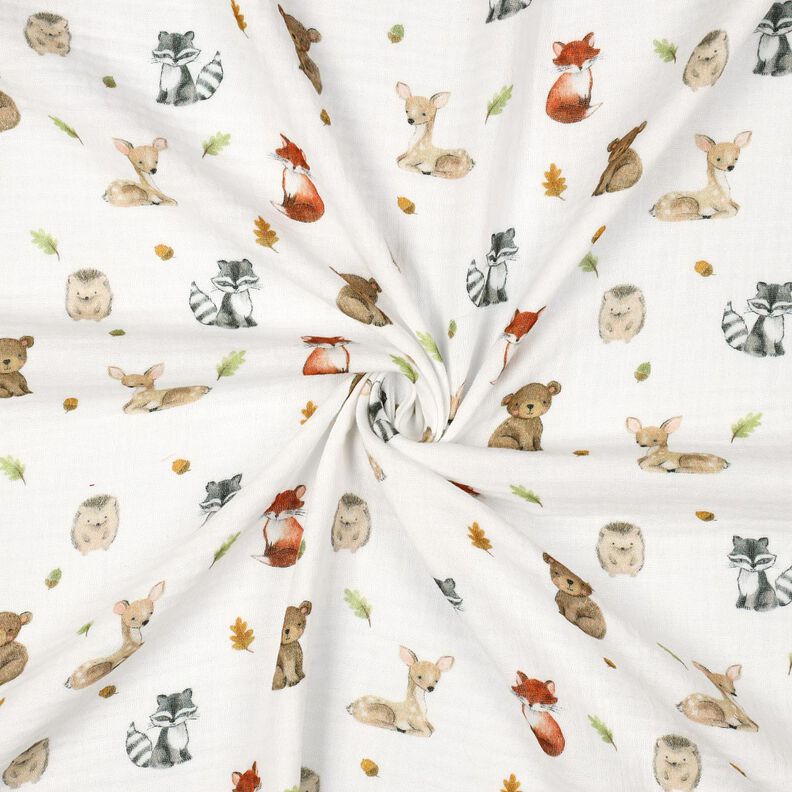 Mousseline/dubbel gehaakte stoffen Bosdieren Digitaal printen | Poppy Fabrics – wit/terracotta, image number 3