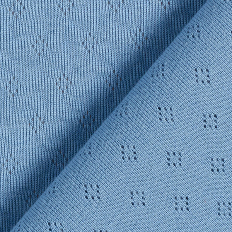 Fijngebreide jersey met gaatjesmotief – blauw,  image number 4