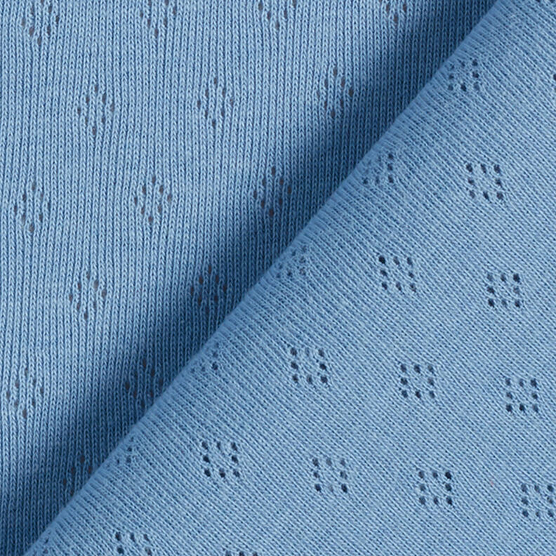 Fijngebreide jersey met gaatjesmotief – blauw, image number 4