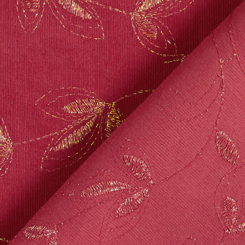 Fijn corduroy glitterborduurbloemen – karmijnrood,  image number 5