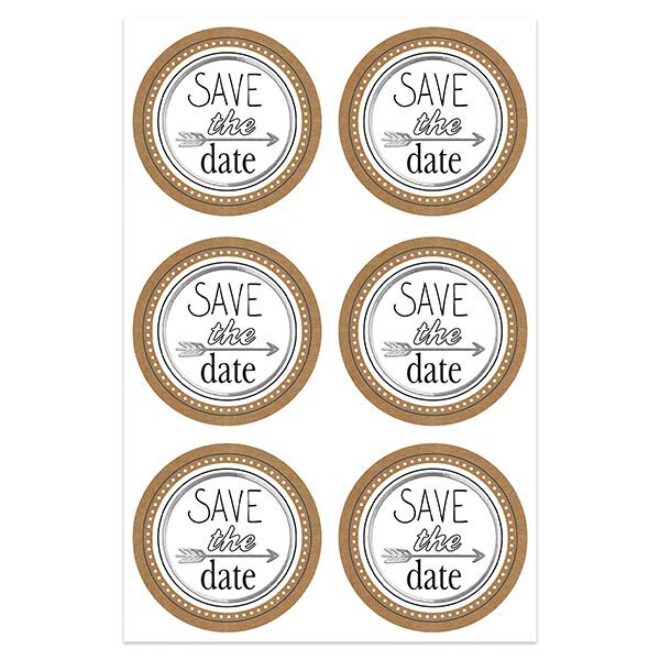 Stickerset huwelijk Save the Date Ø 4,8 cm [ 24 Stuk ] – ecru/beige,  image number 3