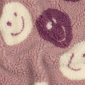 Teddy pluche Smileys | Poppy Fabrics – donker oudroze/ecru,  Teddy pluche Smileys | Poppy Fabrics – donker oudroze/ecru,