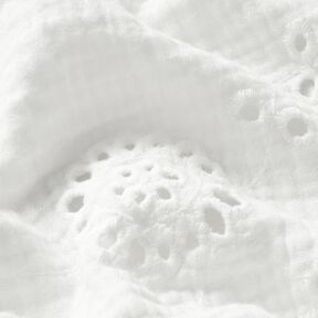 Mousseline/dubbel gehaakte stoffen Los borduursel Bloemen – wit, 