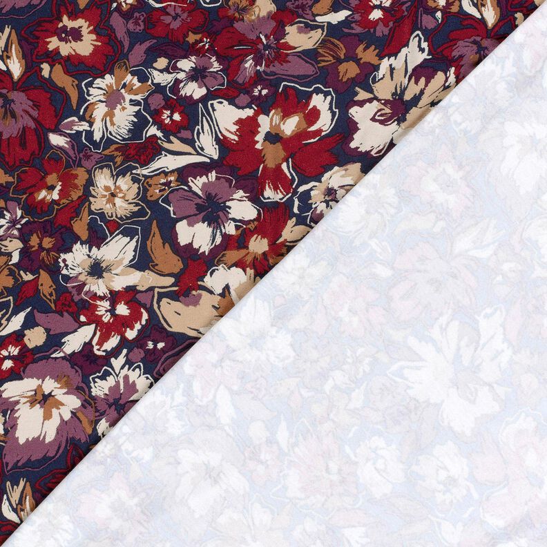 Viscosejersey expressieve bloemen – marineblauw/roodlila, image number 4