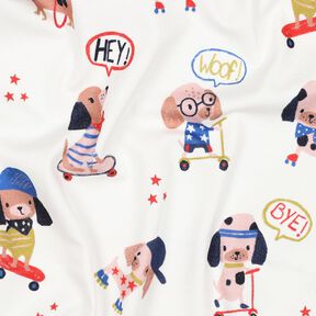 Katoenjersey skatende hond Digitaal printen | Poppy Fabrics – ivoor/roségoud, 