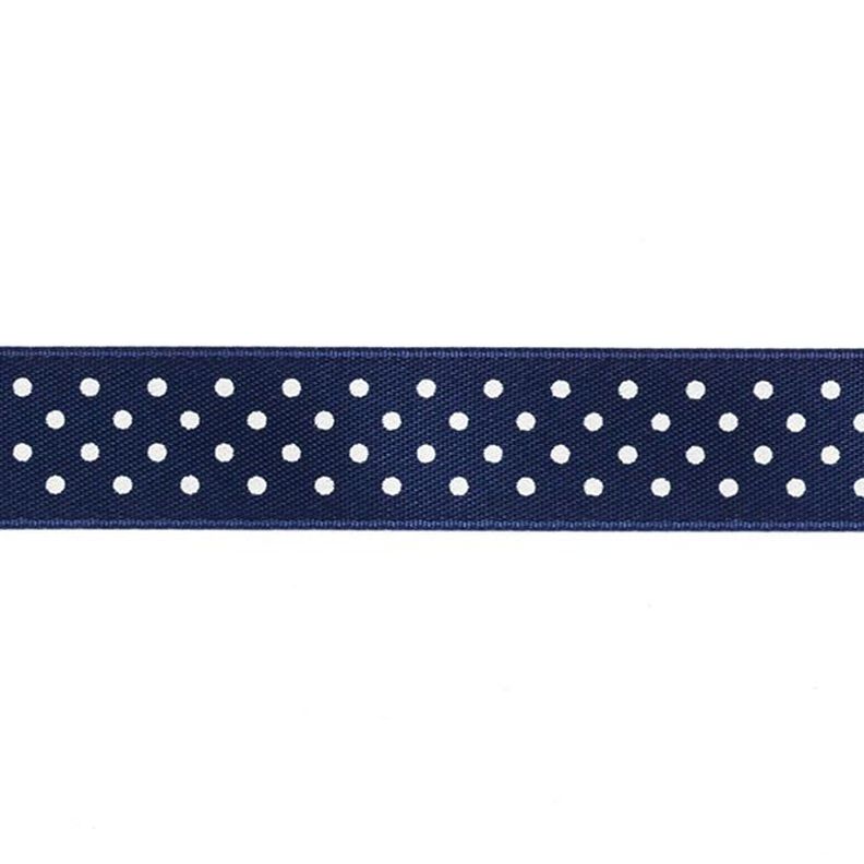 Satijnband stippen - marineblauw/wit,  image number 1