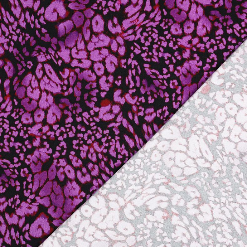 viscose stretch luipaardprint digitale print – zwart/roodlila,  image number 4