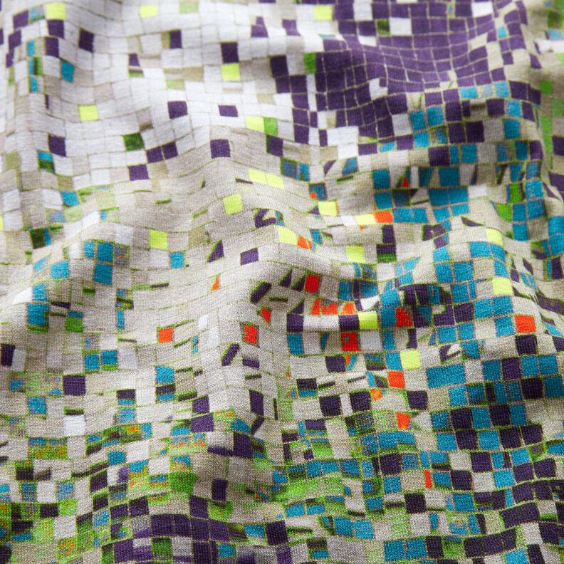 GOTS Katoenjersey verspreid mozaïek | TCC x LOOKS by Wolfgang Joop – appelgroen/donkerbeige,  image number 3