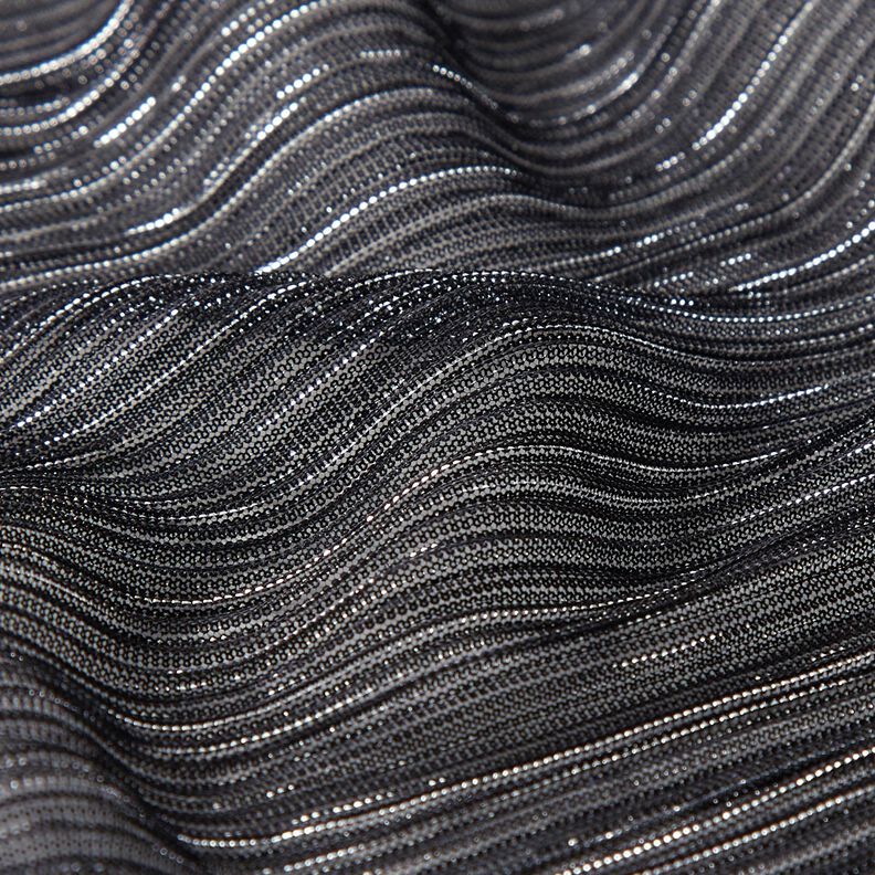 Transparante plissé glitterstrepen – zwart,  image number 2