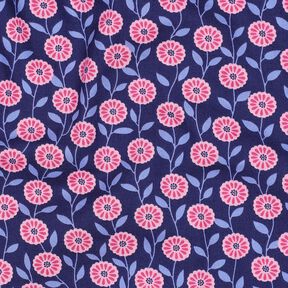 Katoenpopeline Zomerbloemen| Poppy Fabrics – roze/indigo, 