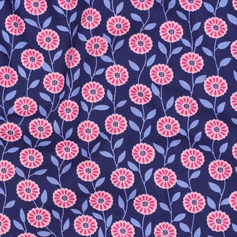 Katoenpopeline Zomerbloemen| Poppy Fabrics – roze/indigo,  image number 2