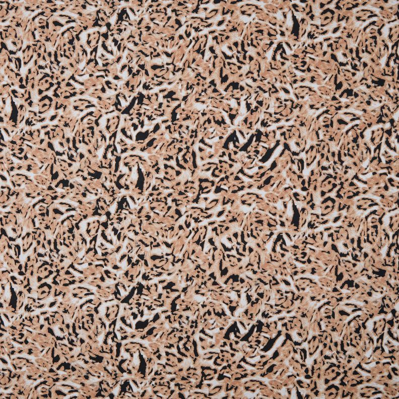 Viscosejersey abstracte luipaardprint – lichtbruin/zwart,  image number 1