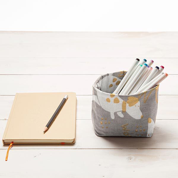Decostof Canvas speelse honden – greige/currygeel, image number 7