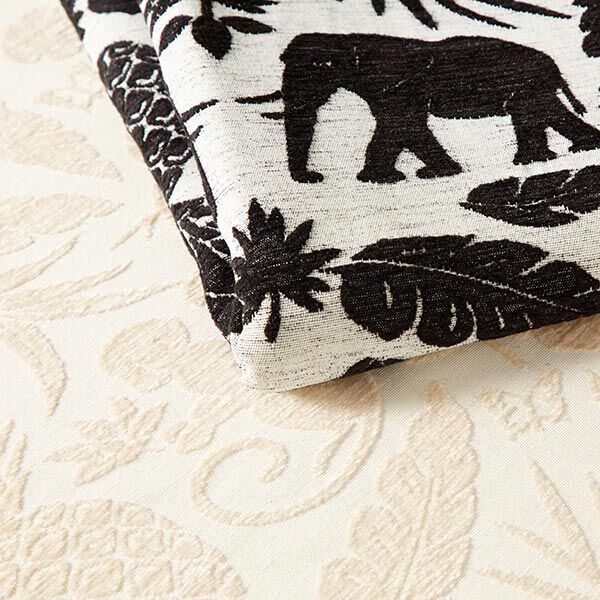 Chenille-Jacquard Barok jungle – zwart/ecru, image number 5