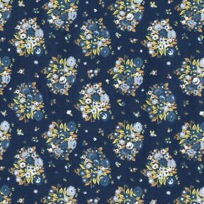 Biologisch katoenpopeline Boeket bloemen – marineblauw, 