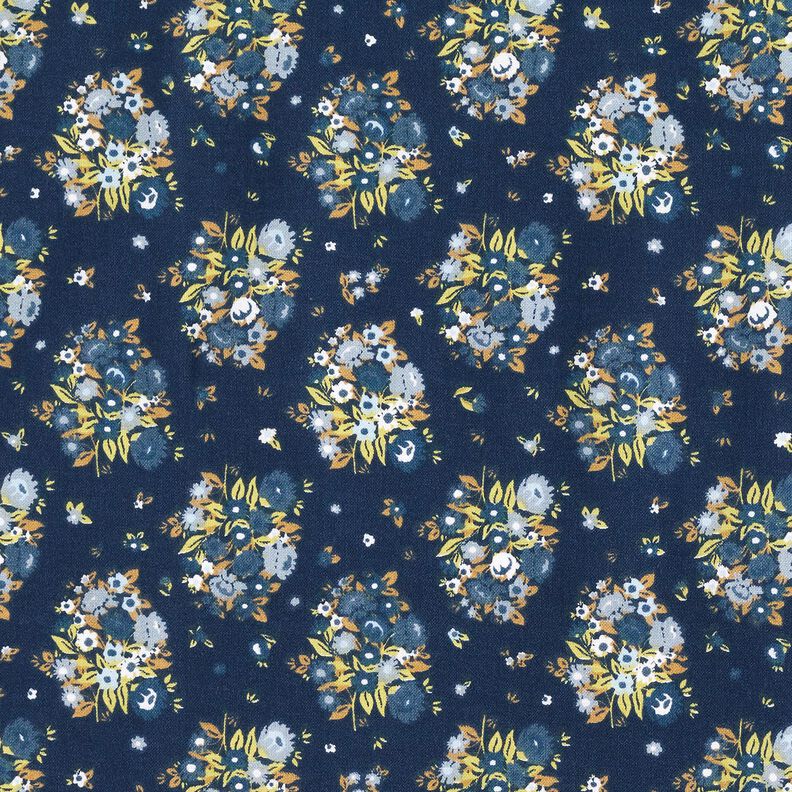 Biologisch katoenpopeline Boeket bloemen – marineblauw,  image number 1