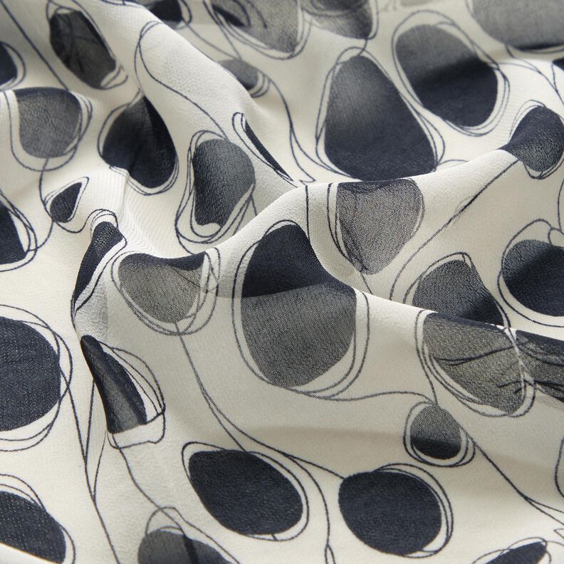 Chiffon abstracte cirkels – wit/zwart, image number 2