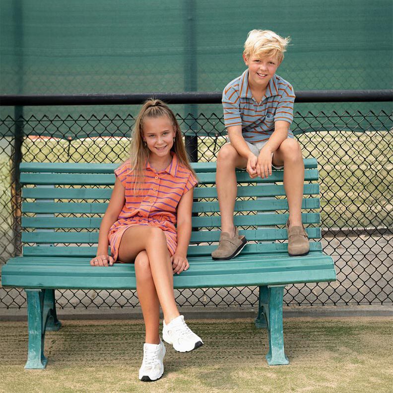 Badstof jersey Strepen | Poppy Fabrics – oranje/roodlila,  image number 7