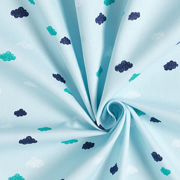 GOTS Katoenpopeline skribbel-look wolken | Tula – lichtblauw,  image number 3