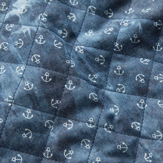 Doorgestikte stof chambray anker tie-dye – jeansblauw, 