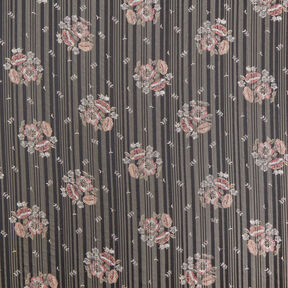 Chiffon met satijn en metallic strepen bloemen – zwart/wit, 