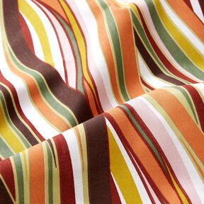 Katoenen stof Cretonne Gebogen strepen &ndash; wit/lichtoranje, 