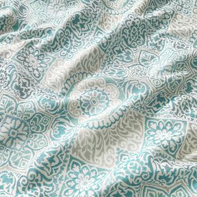 Decostof Jacquard elegante tegels &ndash; licht petroleum/lichtbeige, 