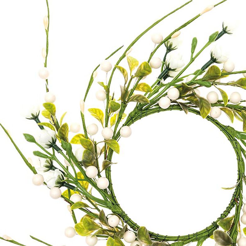 Deco bloemenkrans met bessen [Ø11 cm/ 39 cm] – wit/groen,  image number 2