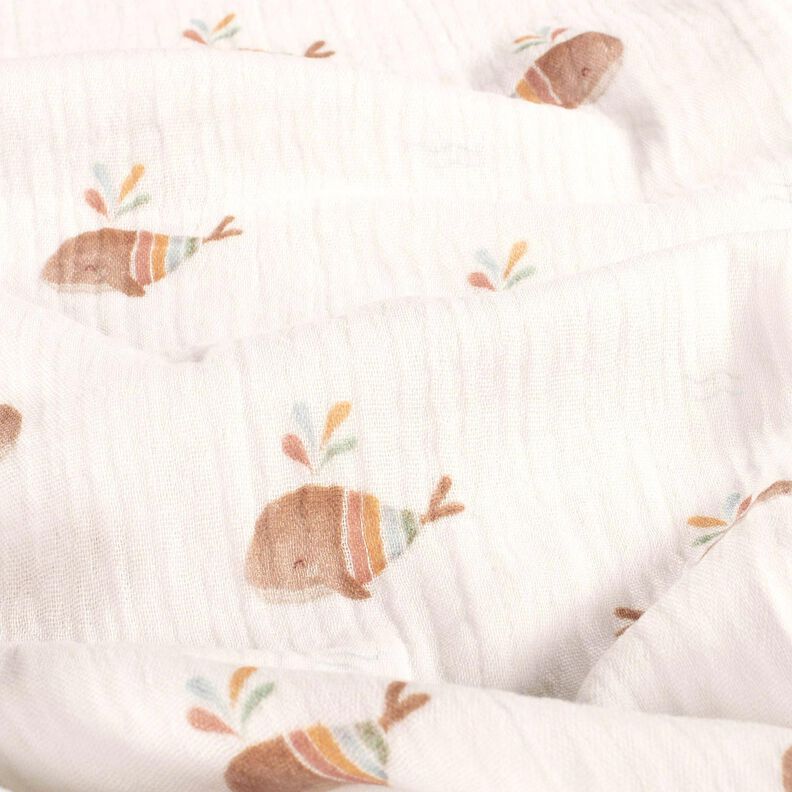 Mousseline/dubbel gehaakte stoffen gestreepte walvis Digitaal printen – ivoor,  image number 2