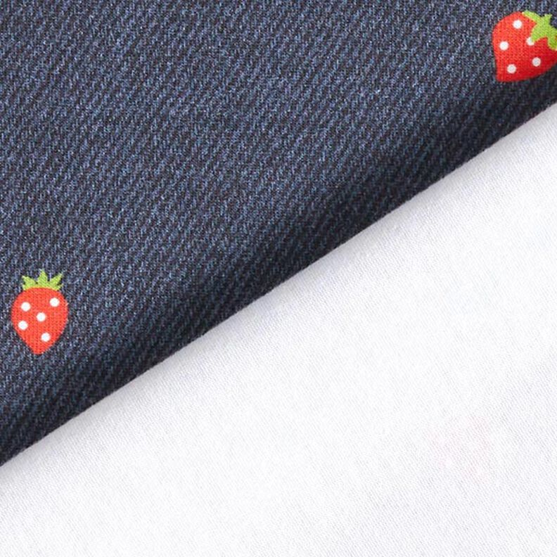 Katoenjersey Jeanslook aardbeien Digitaal printen – blauwgrijs/vuurrood, image number 4