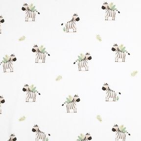 GOTS Katoenjersey Zebra's in de steppe Digitaal printen | Poppy Fabrics – wit/zwart, 