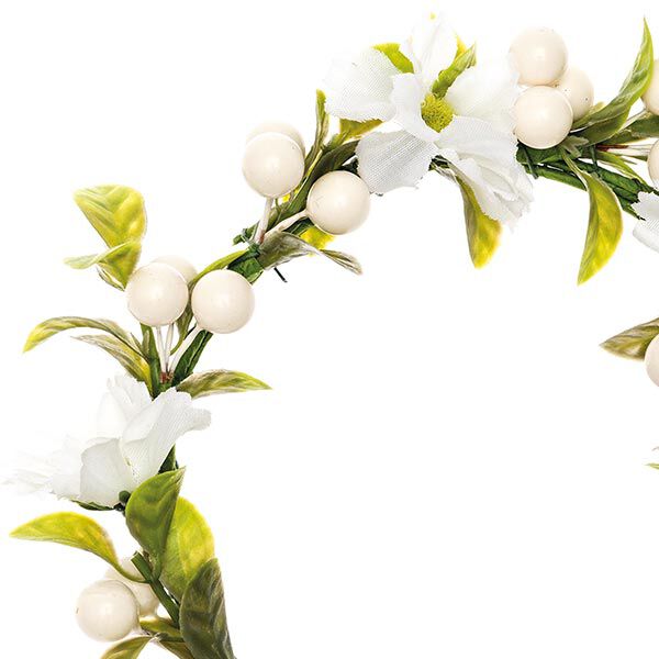 Deco bloemenkrans met bessen [Ø 10 cm/ 16 cm] – wit/groen,  image number 2