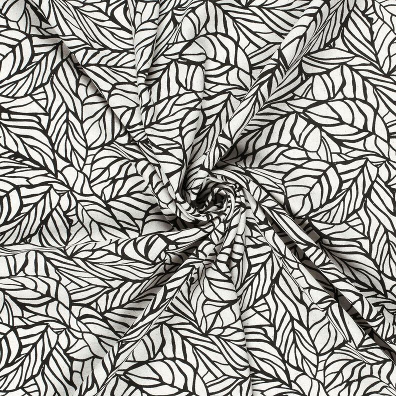 Viscose-linnen-mix Gebladerte – ecru/zwart,  image number 3