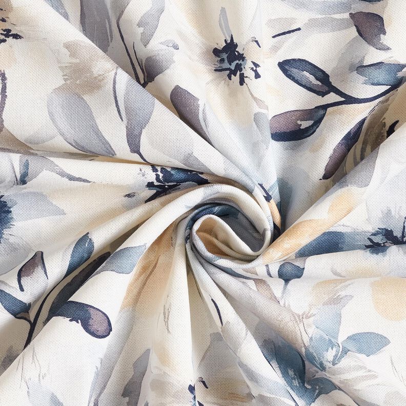 Decostof Half panama Grote bloesems – amandel/blauw, image number 3