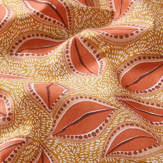 Katoenen stof Cretonne Vliegende bladeren – terracotta/perzik sinaasappel, 