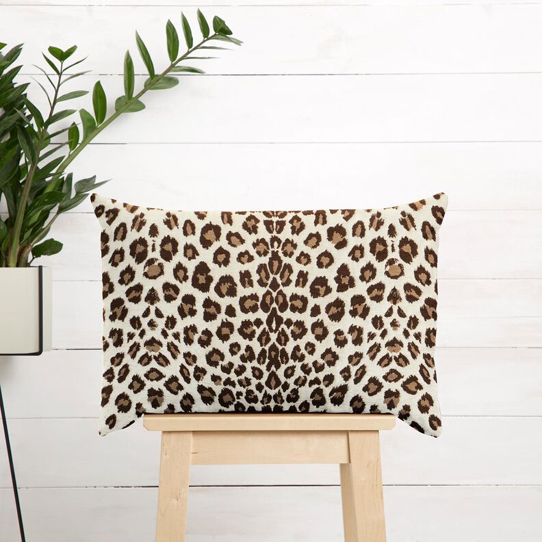 Bekledingsstof Jacquard Luipaard – creme/anemoon, image number 7