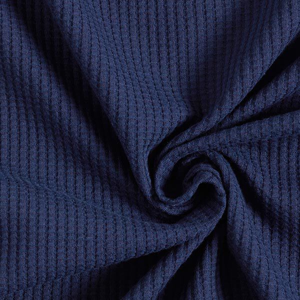 Katoenen wafel jersey effen – marineblauw,  image number 1