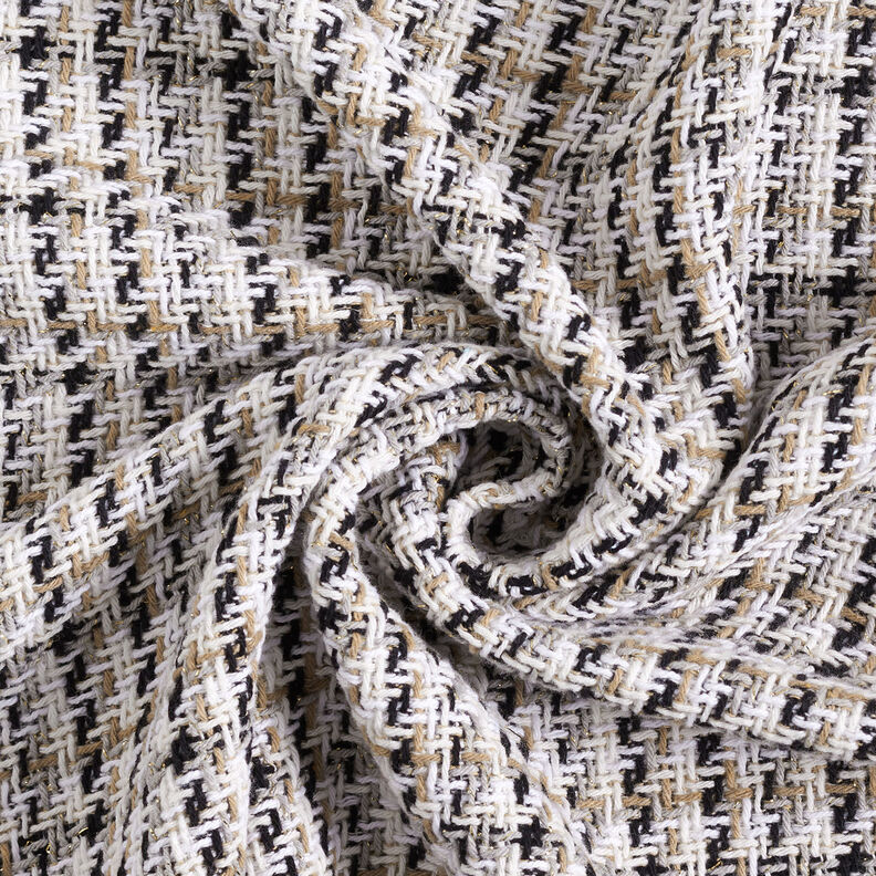 Grove jasstof glittergaren ruit – wit/beige, image number 4