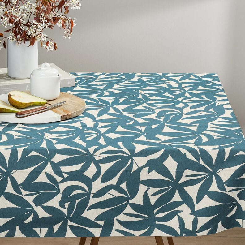 Decostof Half panama gewone bladeren – oceaanblauw/natuur,  image number 9