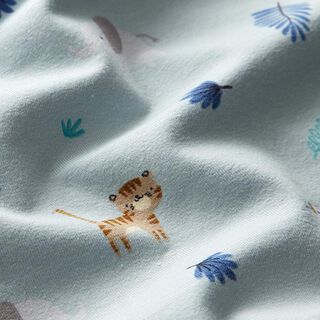 Katoenjersey Schattige jungledieren  – babyblauw, 