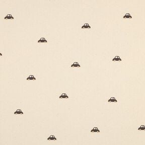 GOTS Ribjersey kleine auto's | Poppy Fabrics – creme/zwartbruin, 