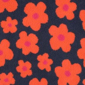 Teddy pluche Bloemen | Poppy Fabrics – marineblauw/oranje, 