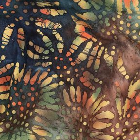 Katoenen stof Batik zonnen – blauwe spar/kastanjebruin, 