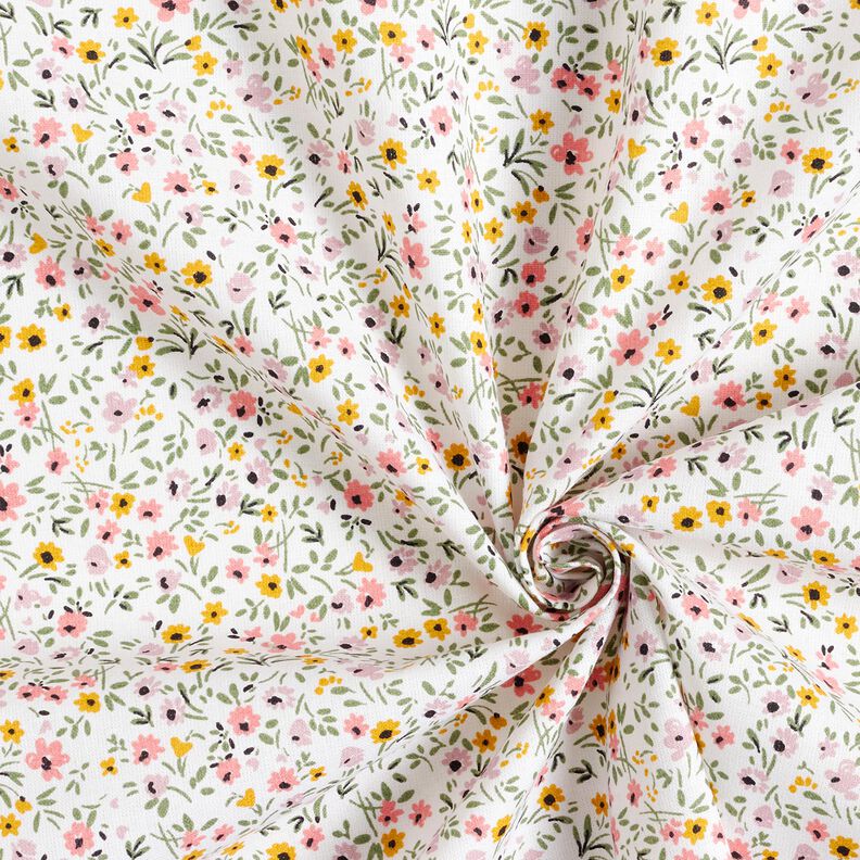 Katoenen stof Cretonne delicate bloemen – wit/oudroze, image number 3