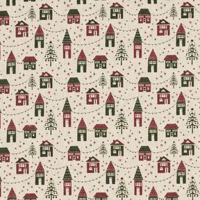 Decostof Half panama Winterdorp – natuur/donkergrenen, 