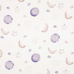 GOTS Mousseline/dubbel gehaakte stoffen Nachtelijke hemel Digitaal printen | Poppy Fabrics –, 
