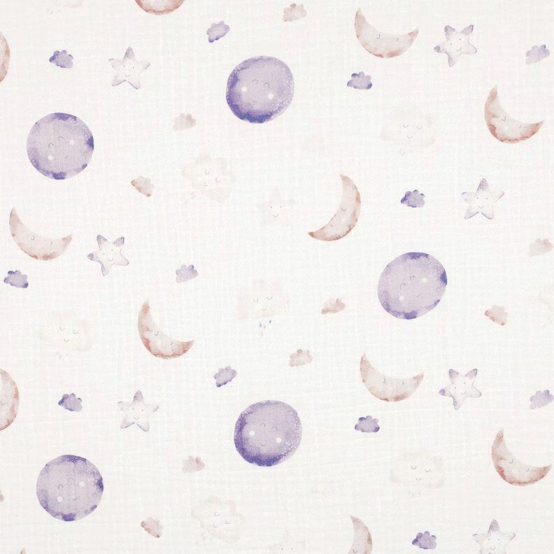 GOTS Mousseline/dubbel gehaakte stoffen Nachtelijke hemel Digitaal printen | Poppy Fabrics –,  image number 1